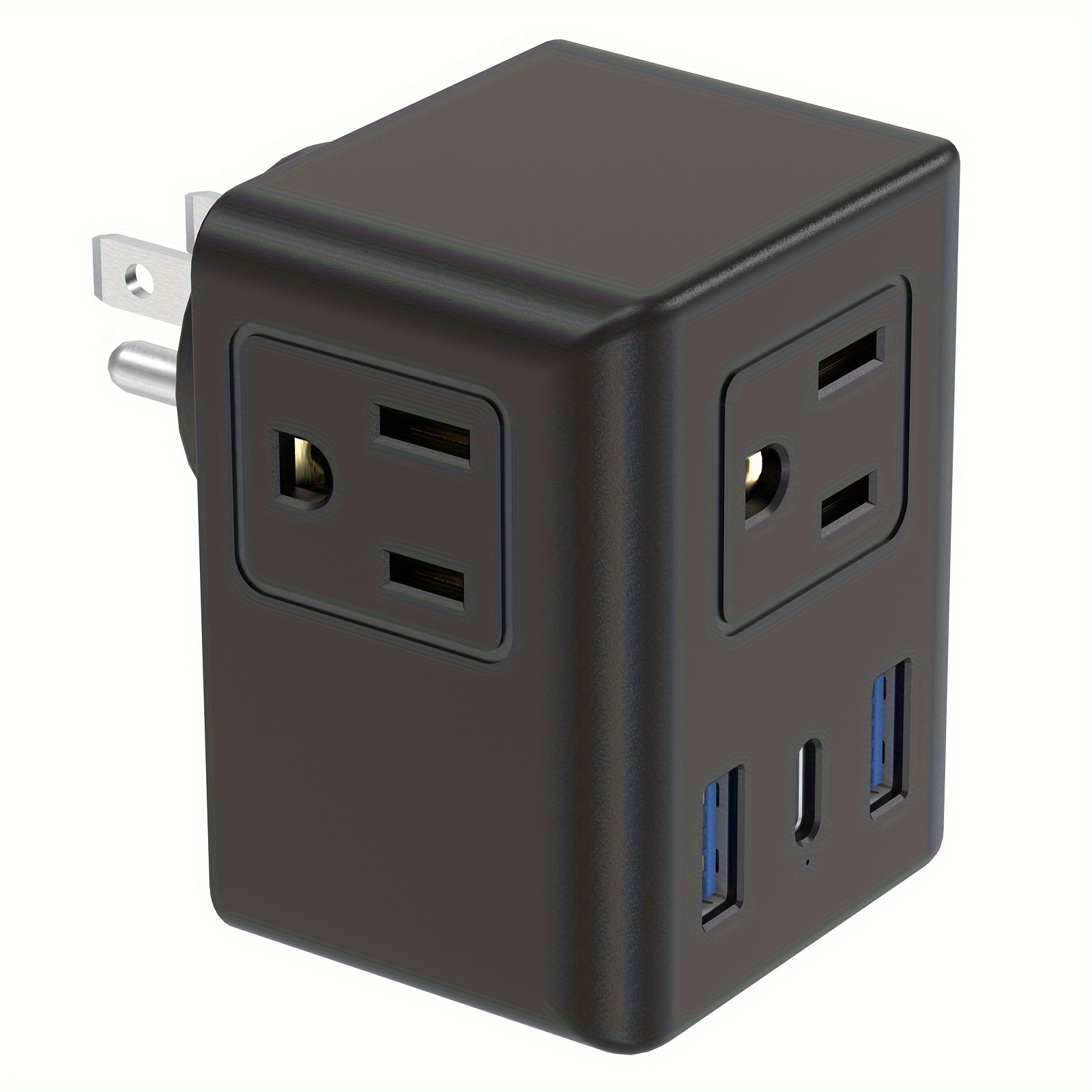  Extensor de toma de corriente múltiple con cargador de pared USB  y luz nocturna, 3 divisores de toma de corriente eléctrica 2 cargadores de  teléfono USB enchufe de pared para crucero