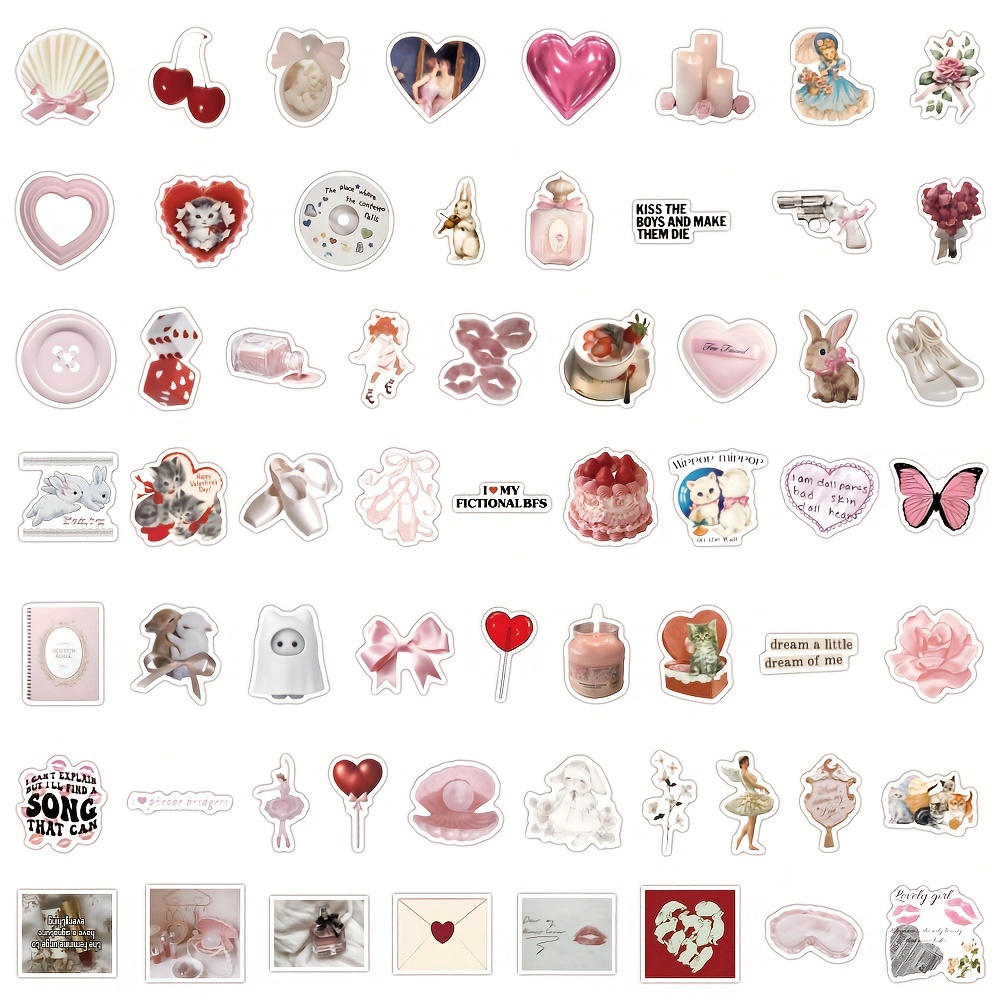 60pcs Coquette Stickers Vinyl Waterproof Stickers Decorative