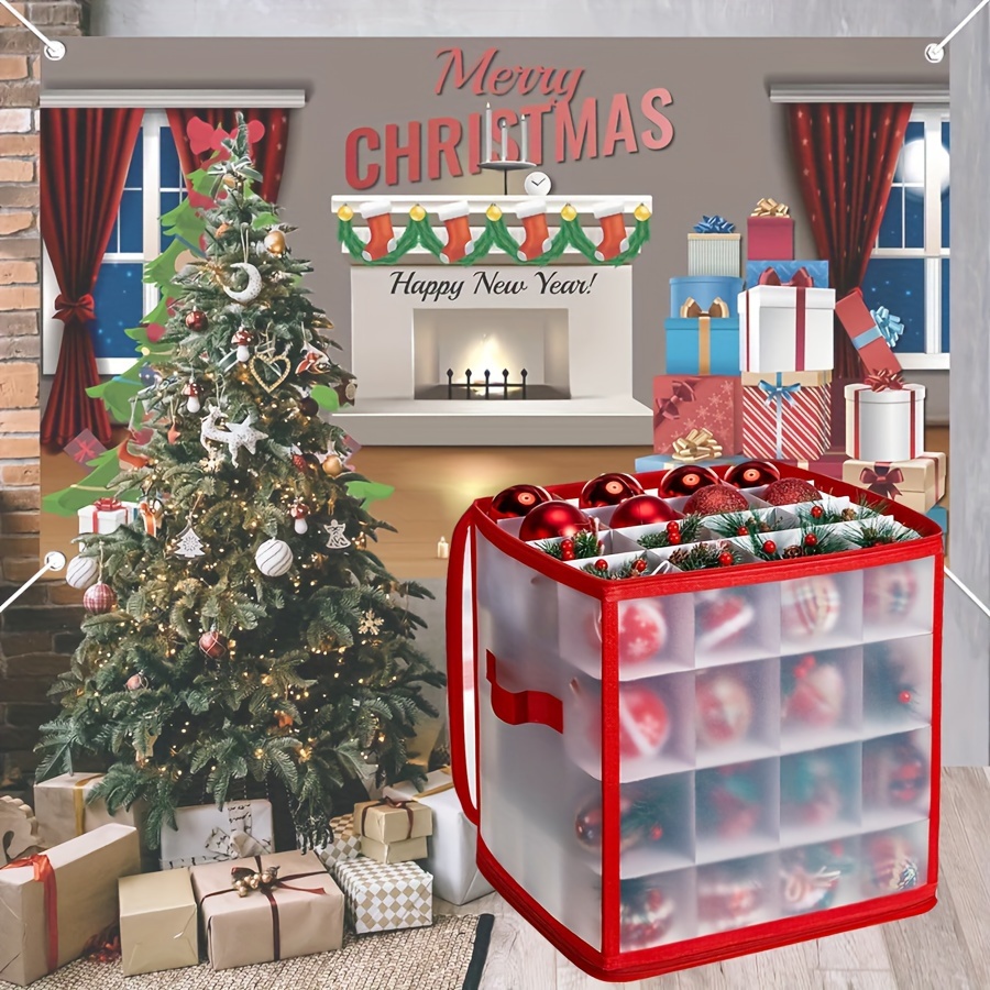 1pc Christmas Ornament Storage Box, 4 Layers Organizer With Dividers, Fits  Up To 64 Ornaments Balls, Holiday Decorations Accessories Storage Container