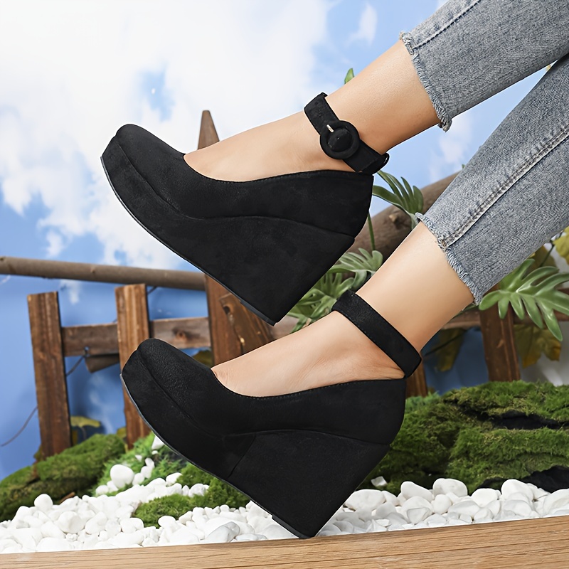 Women's Platform Wedge Heels Comfortable Ankle Strap High - Temu