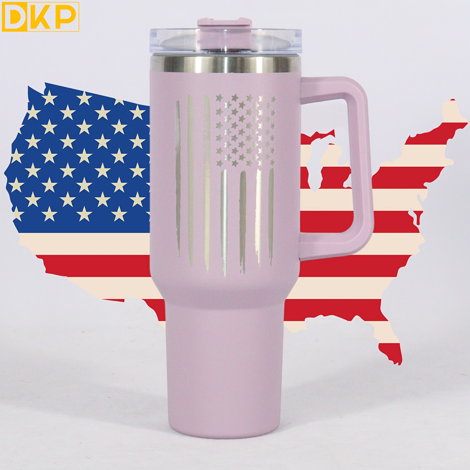 Us Flag Tumbler With Lid And Straw Stainless Steel Thermal - Temu