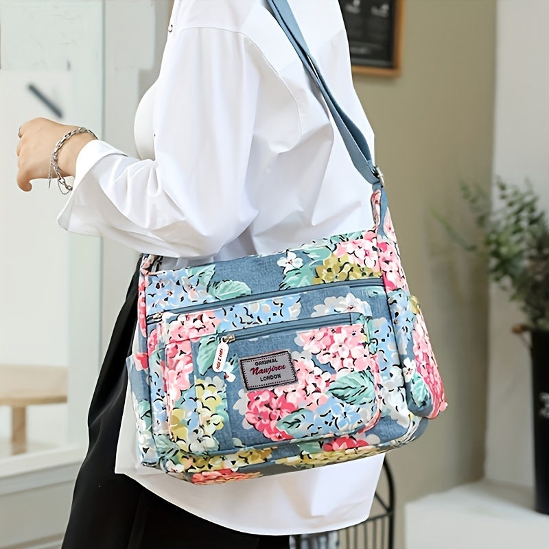 Floral Pattern Crossbody Bag Casual Nylon Shoulder Bag Temu