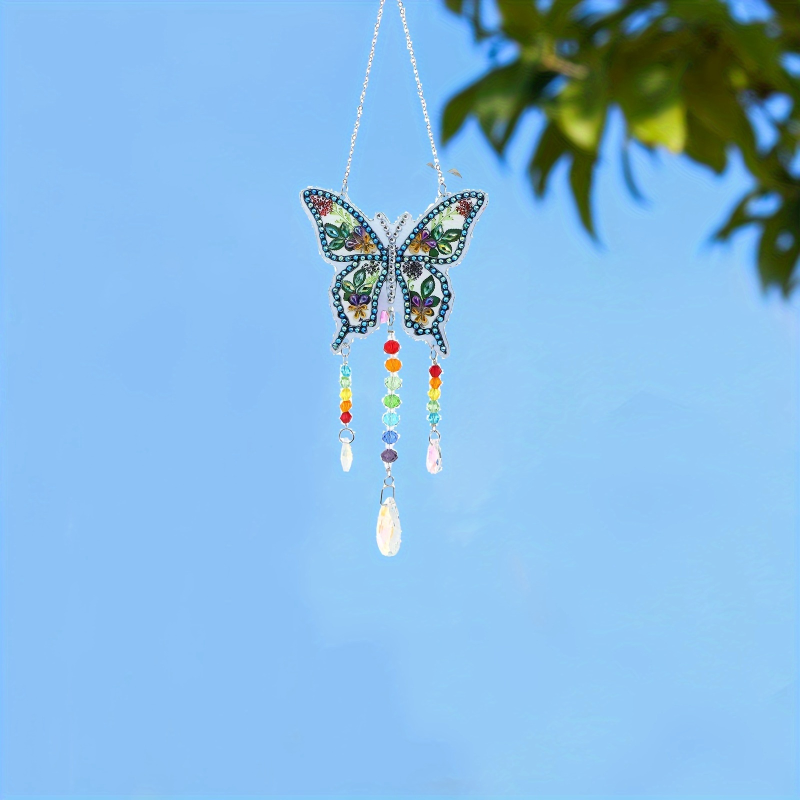 Artificial Diamond Painted Butterfly Double sided Wind Chime - Temu