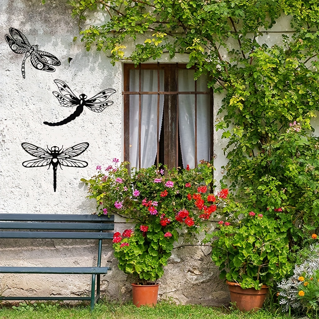 Metal Dragonfly Wall Decor Outdoor Dragonfly Garden Art - Temu Canada