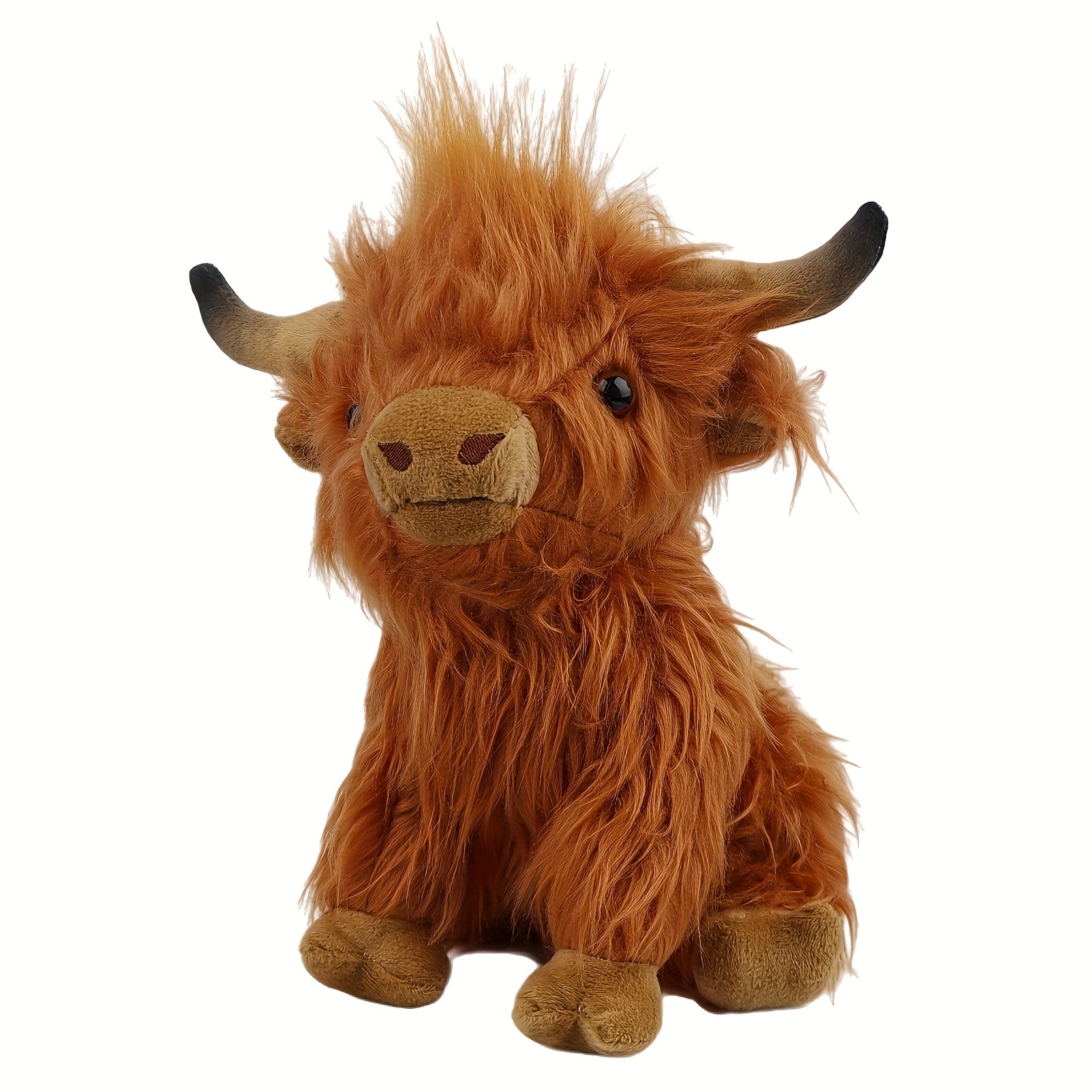 25cm Simulation Highland Cow Plush Animal Doll Soft Stuffed Highland Cow  Plush Toy Kawaii Kids Baby Gift Toy Home Room Decor 