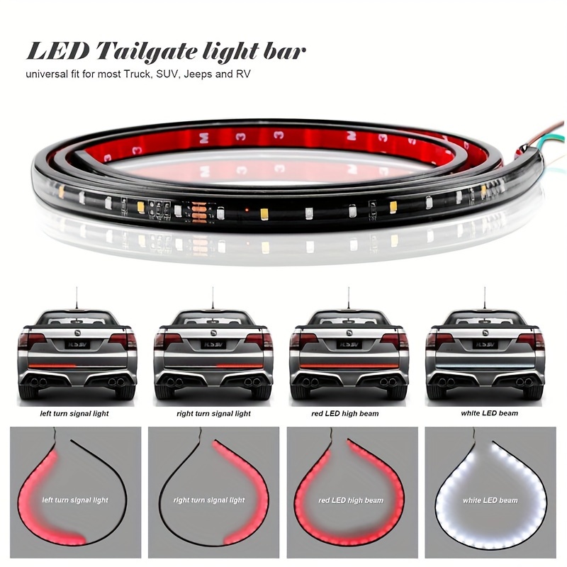 Barra de luz LED de triple fila de 60 pulgadas, barra de luz trasera para  camioneta, remolque, SUV, RV, furgoneta, función completa, freno rojo