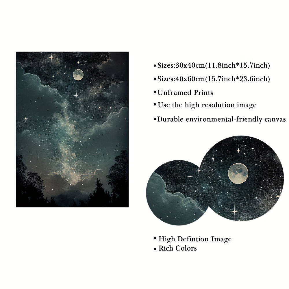 Night In The Woods Starry Night View Canvas Painting