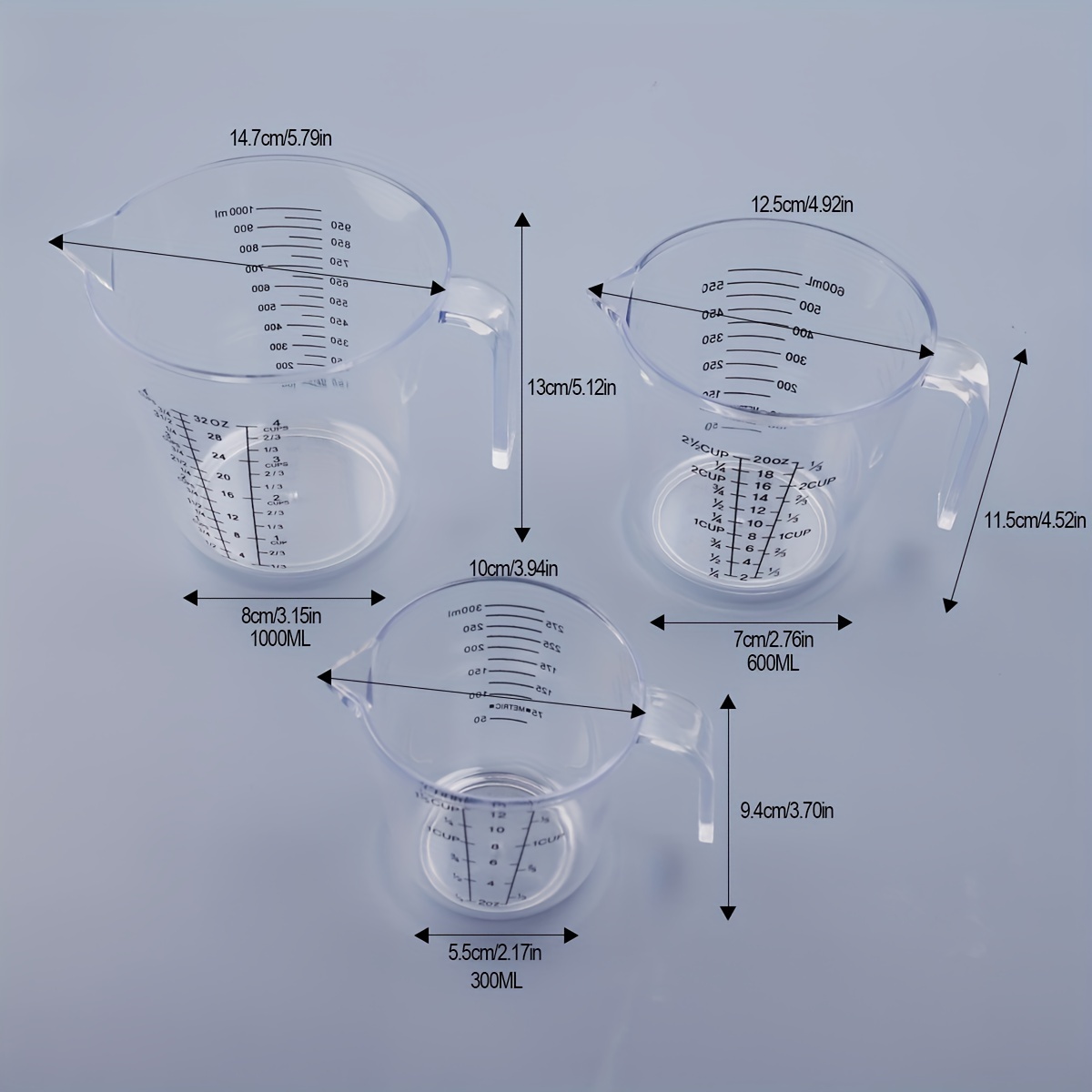 Plastic Measuring Cups Set Bpa Free Liquid Nesting Stackable Measuring Cups  With Spout Clear Cup With Ml And Oz Measurement