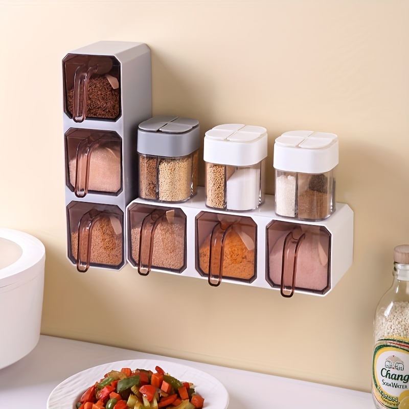 Wall Mounted Spice Organizer Adhesive Seasoning Storage Box - Temu