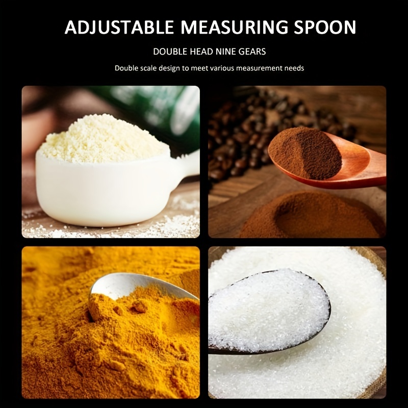 2Pcs Adjustable Measuring Spoon with Double End Adjustable Scale