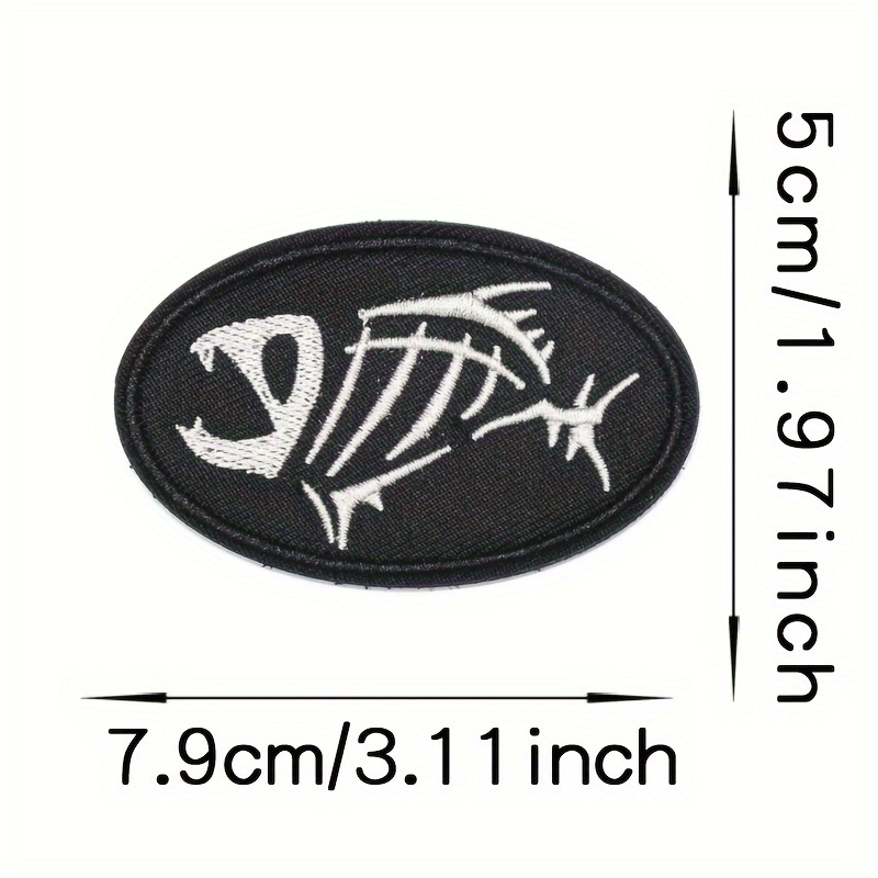 Fish Skull Fashion Embroidery Patch Men Rectangular Tactical - Temu