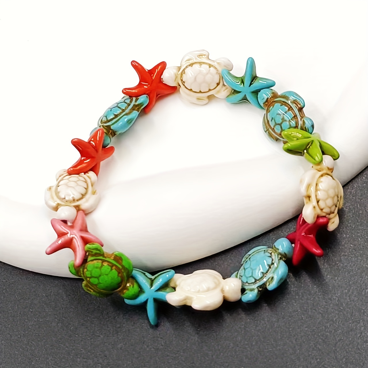 

1 Pc Colorful Turtle Starfish Design Bracelet Vintage Bohemian Style Personality Summer Beach Hand Decor