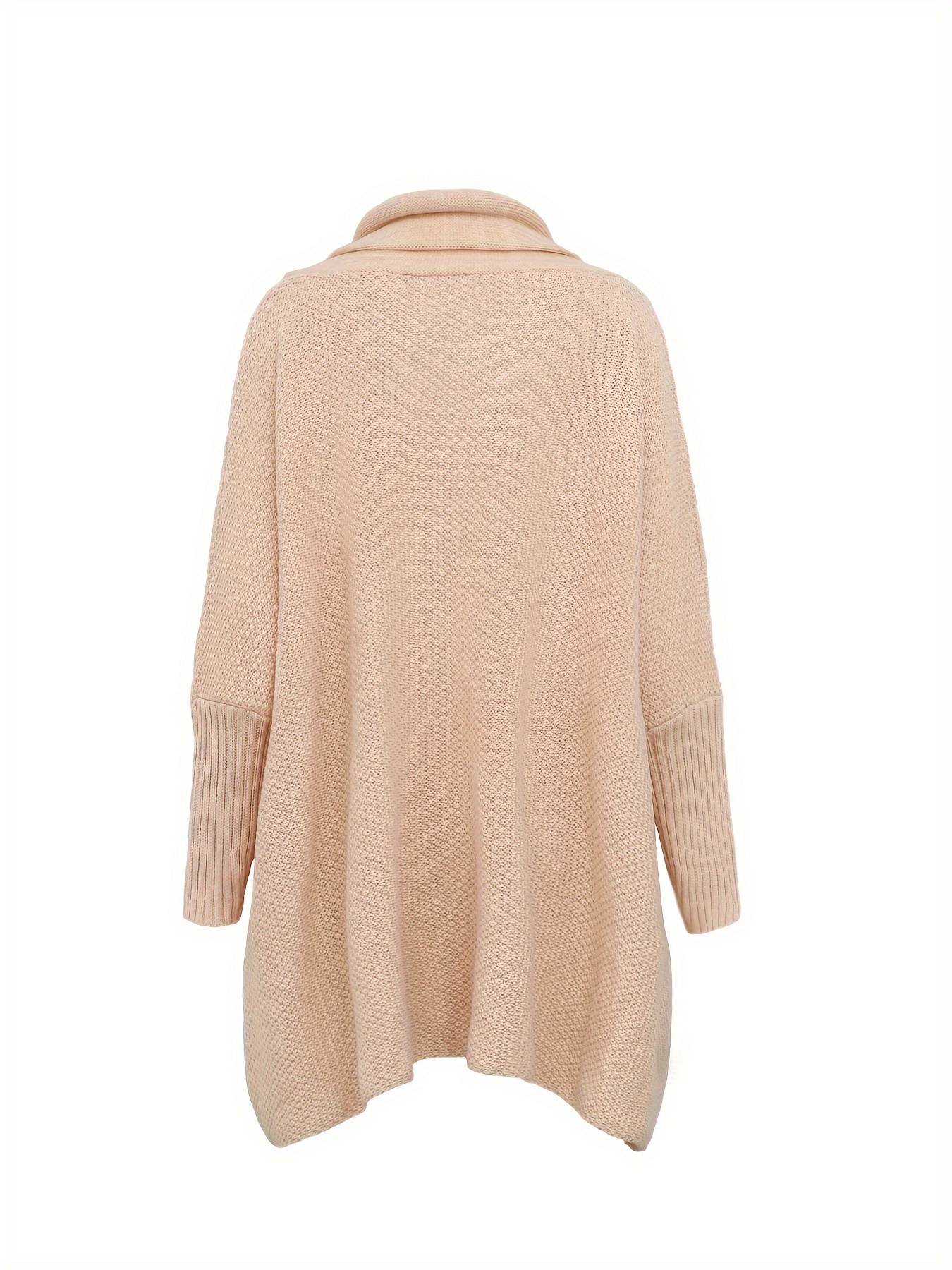 Solid Open Front Knit Cardigan Casual Batwing Sleeve - Temu