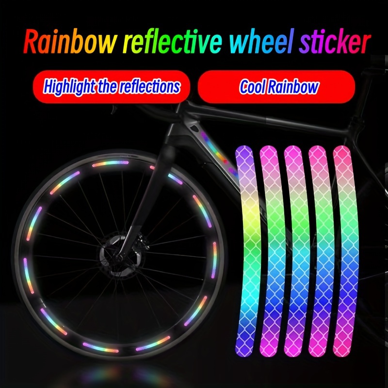 Night Bike Wheel Bright Rainbow Reflective Stickers Tire Rim - Temu