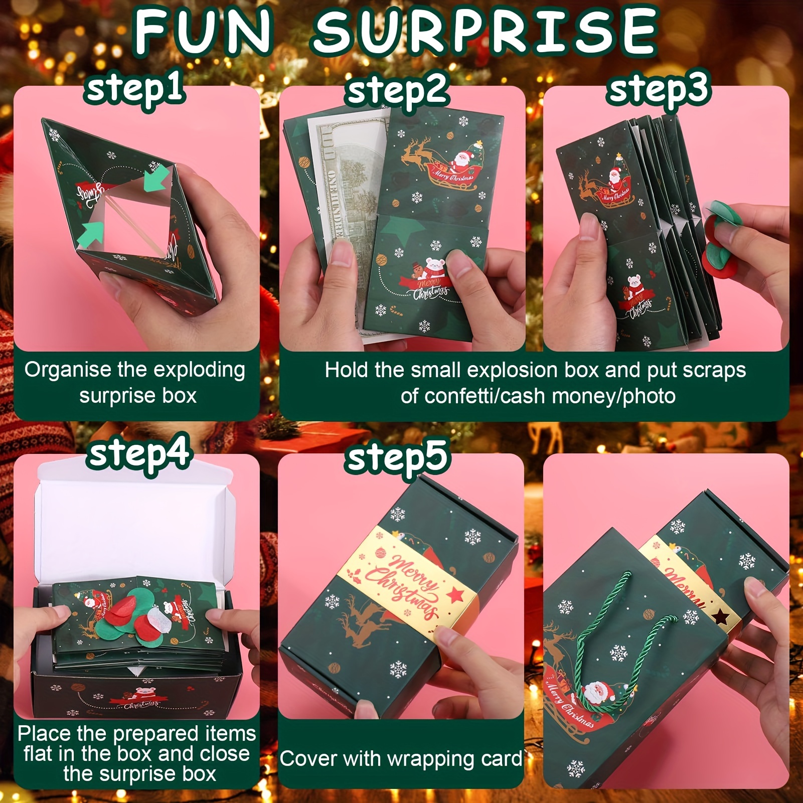 Surprise Gift Box Explosions for Money, Merry Christmas Surprise