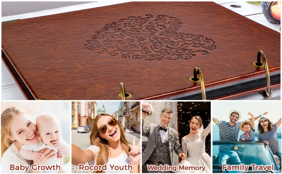 Scrapbook Photo Album 50 Pages Diy Leather Photo Book Self - Temu