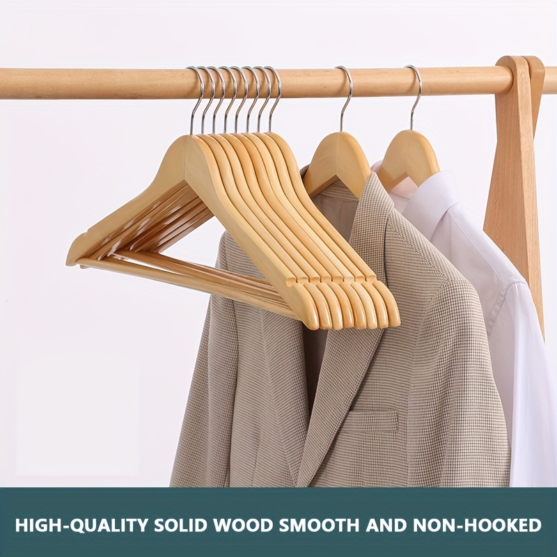 Multi Functional Solid Wooden Natural Finish Suit ,Coat, Jacket Hangers