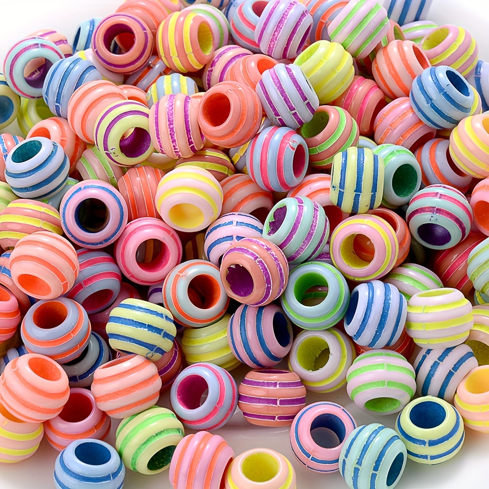 100Pcs Candy Color Acrylic Round Big Hole Spacer Beads For Jewelry Making  Charms Kids DIY Craft Earring Bracelet Handicrafts