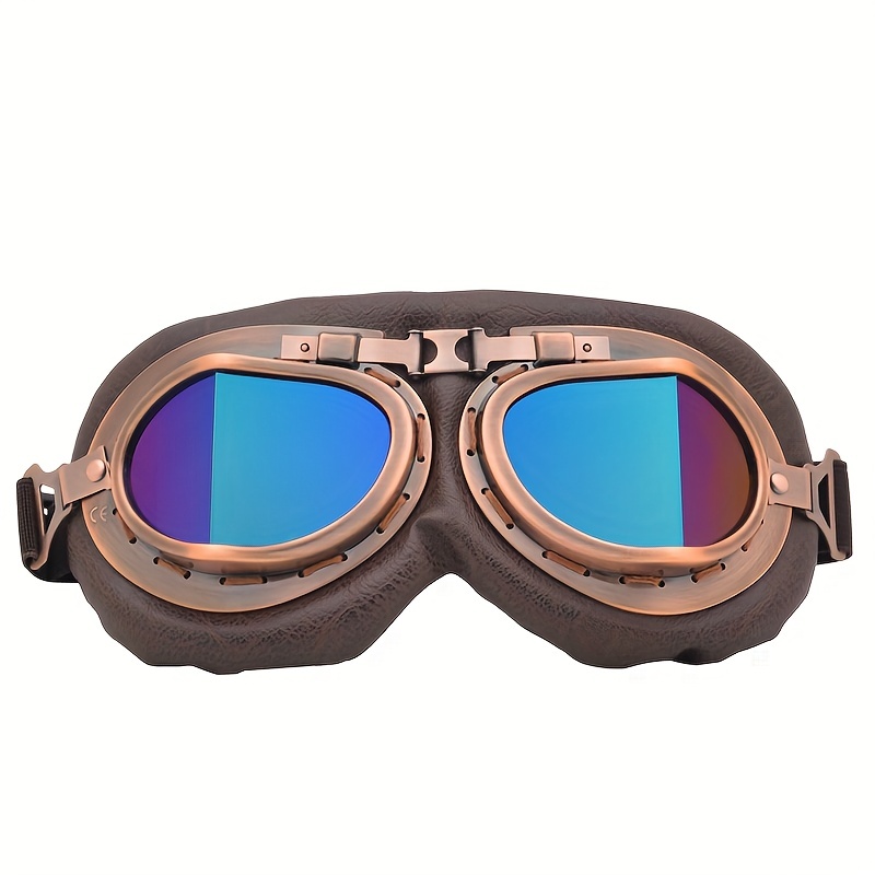 Motorcycle Goggles Vintage Pilot Pu Leather Riding Glasses Scooter