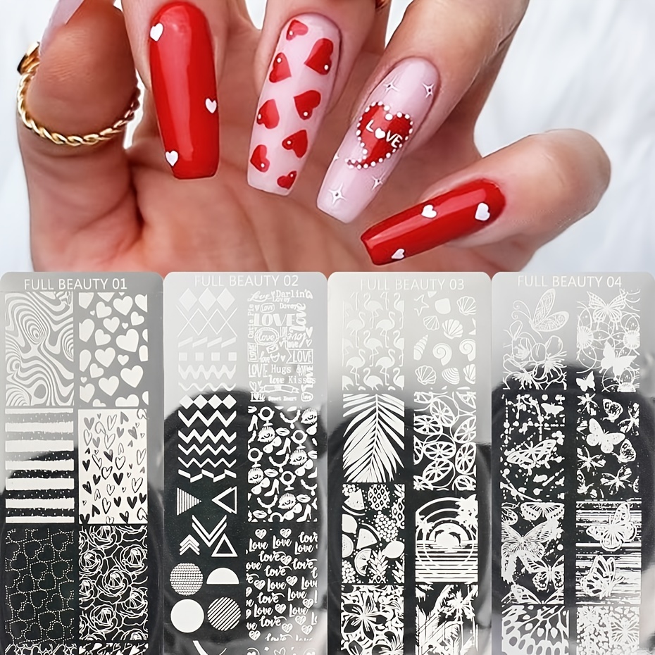 Stainless Steel Nail Art Stamping Plate Stamper Set Temu United