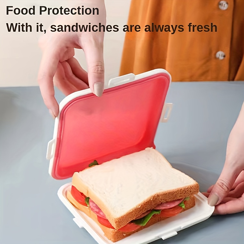 1pc Sandwich Bread Fresh Lunch Box Silicone Portable Takeaway Lunch Box Can  Be Heated And Sealed Suitable For Men Women Students School Office Use  Microwaveable Dishwasher Safe Kitchen Accessories