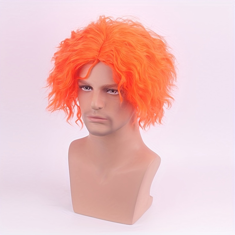 Costume Wigs Orange Short Curly Wig Synthetic Wig Movie Cosplay Wig For Halloween Cosplay Party