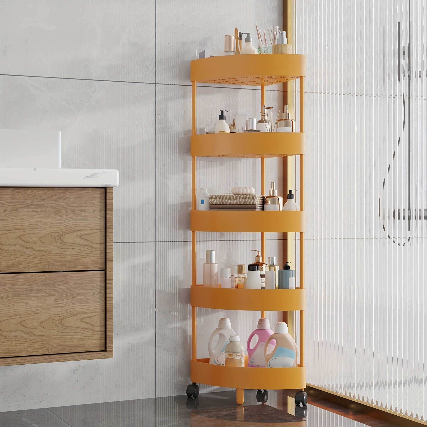 Small Paper Holder Small Bathroom Storage Rack Floor Corner - Temu