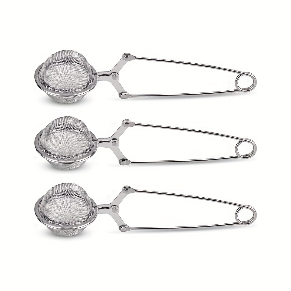 

3pcs Premium Stainless Steel Snap Ball Tea Strainer With Handle - Fine Mesh Loose Leaf Tea Infuser For Fine Brewing (large)