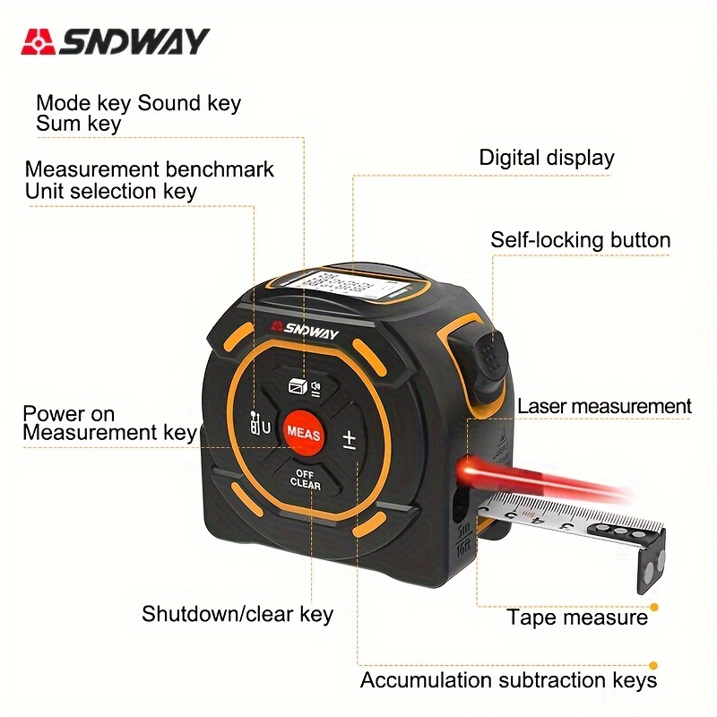 40M Measurin Sight 3-in-1 Infrared Laser Tape Measuring, Portable 3-in-1  Infrared Laser Tape Measuring, Handheld Electronic Digital Tape Measure  with
