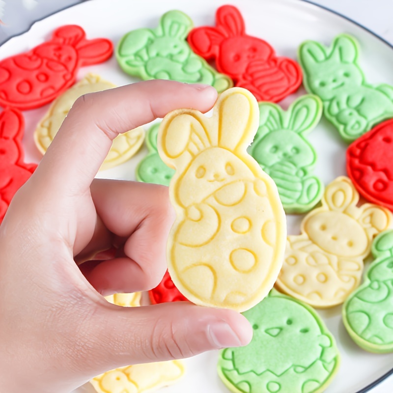 Happy Easter Cookie Cutters Cute Rabbit Easter Egg Cookie Stamp Biscuit  Mold for Kids Easter Party