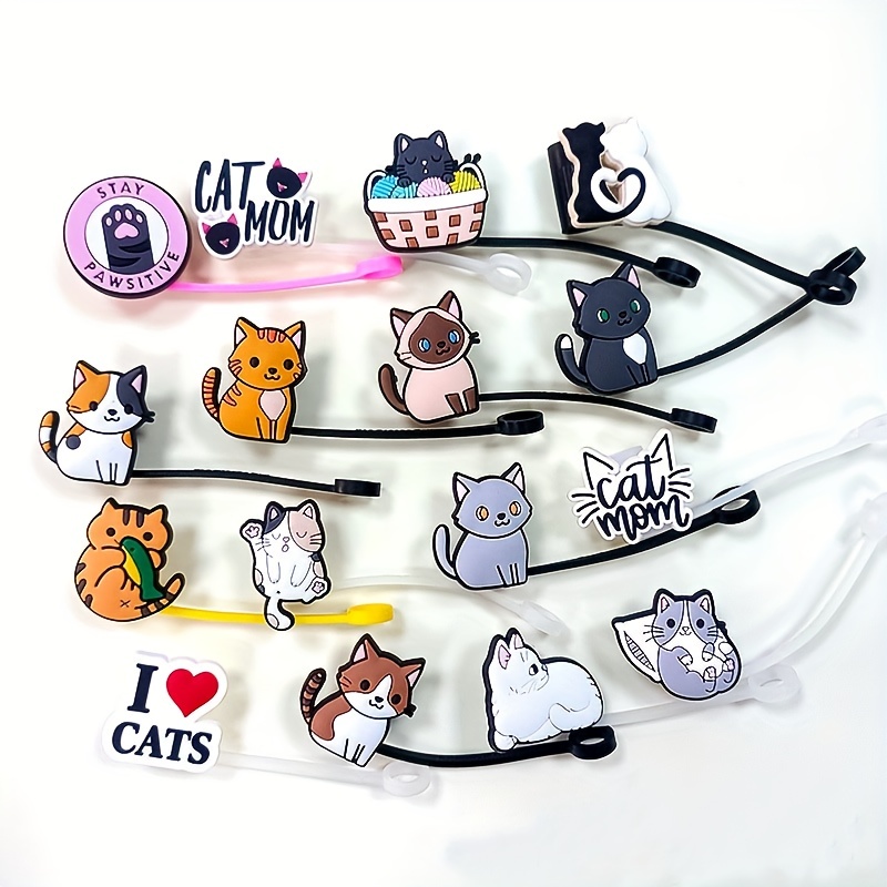 Straw Tips Cover Reusable Straw Toppers Cute Cat Reusable - Temu