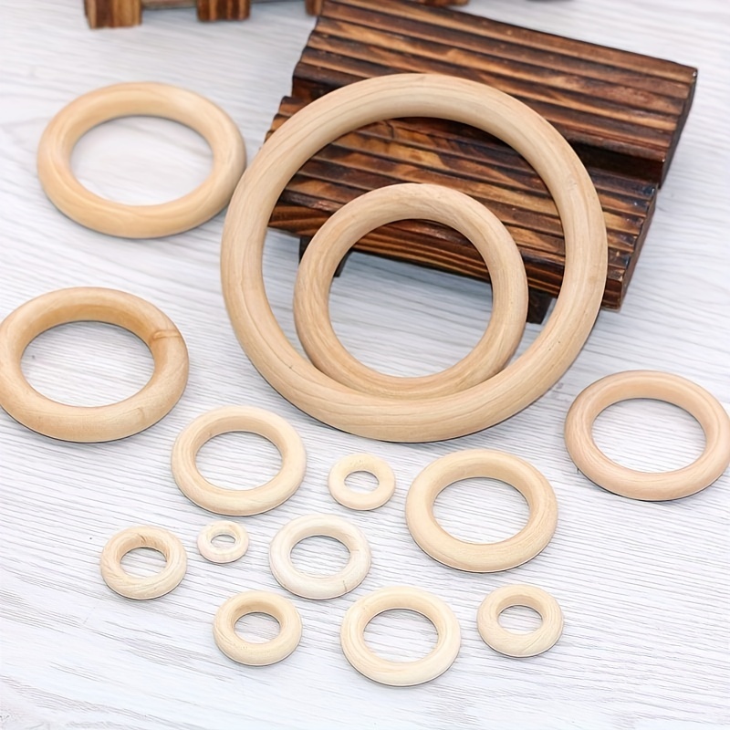 40pcs Nature Wooden Rings, 8 Sizes Wood Rings For Crafts Macrame  Rings,Wooden Rings Natural Resources For Early Years Loop Ring For Craft  DIY Jewelry