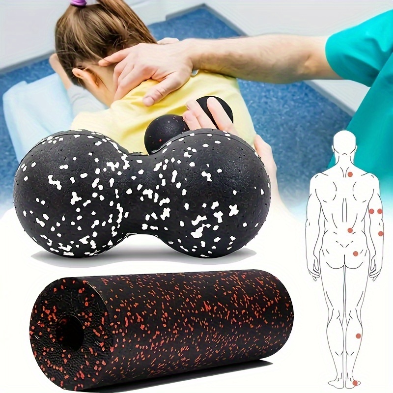 1pc Yoga Massage Roller With/Without 2pcs Fitness Ball, Fitness Foam Column  Suitable For Pilates, Yoga Exercise, Back Muscle Massage, Body Shaping