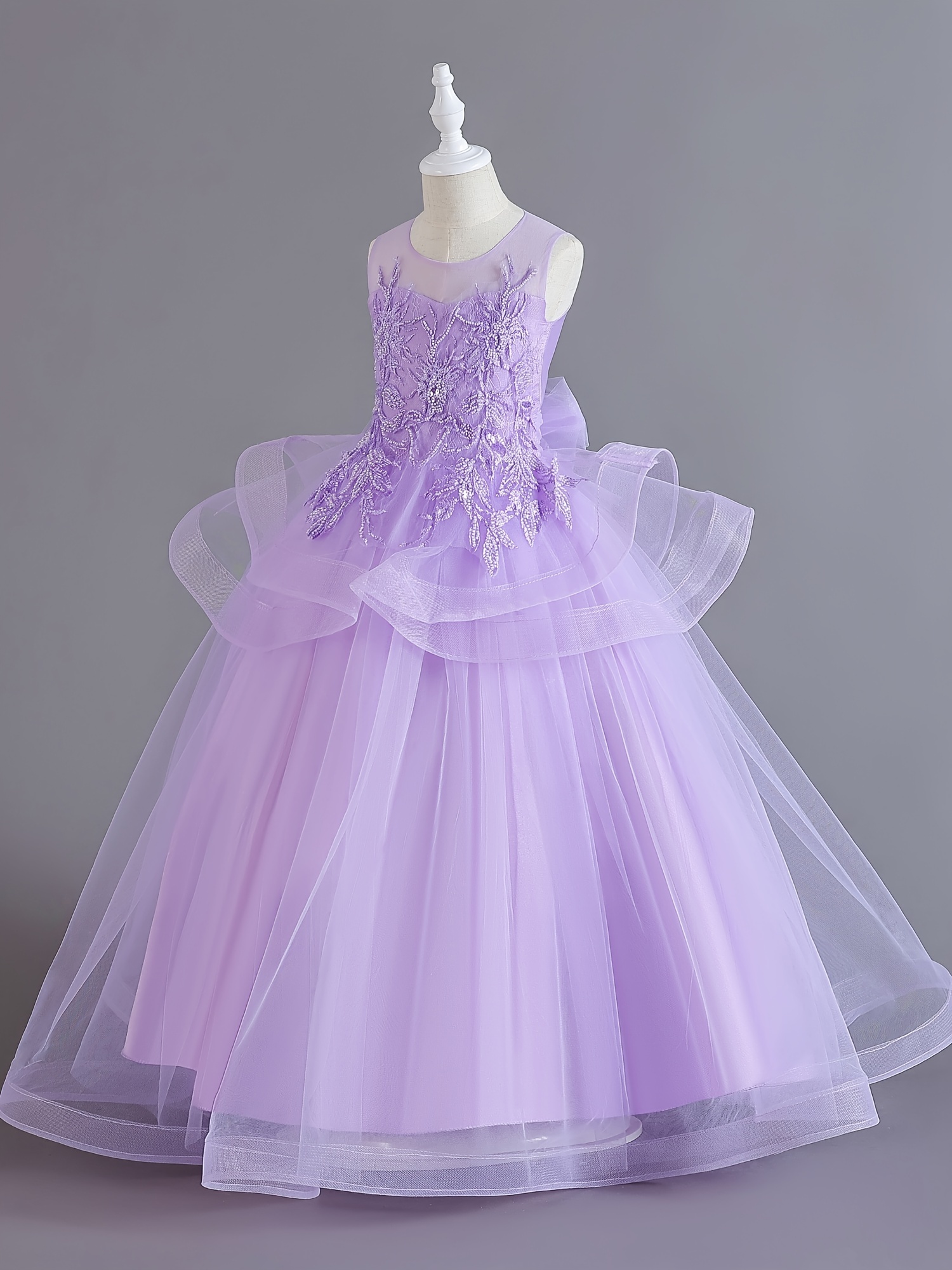 Floral Applique and Ruffles Organza Gown -  Canada