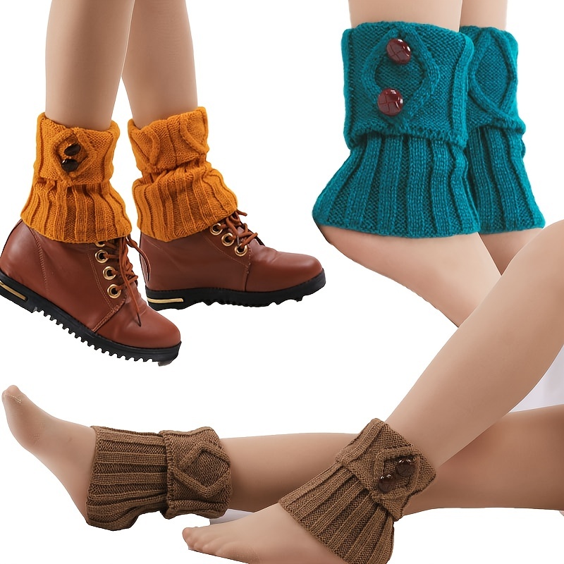 Womens Girls Leg Warmer Knee High Crochet Knitted Stocking Winter Thermal  Cuffs Topper Long Boot Socks