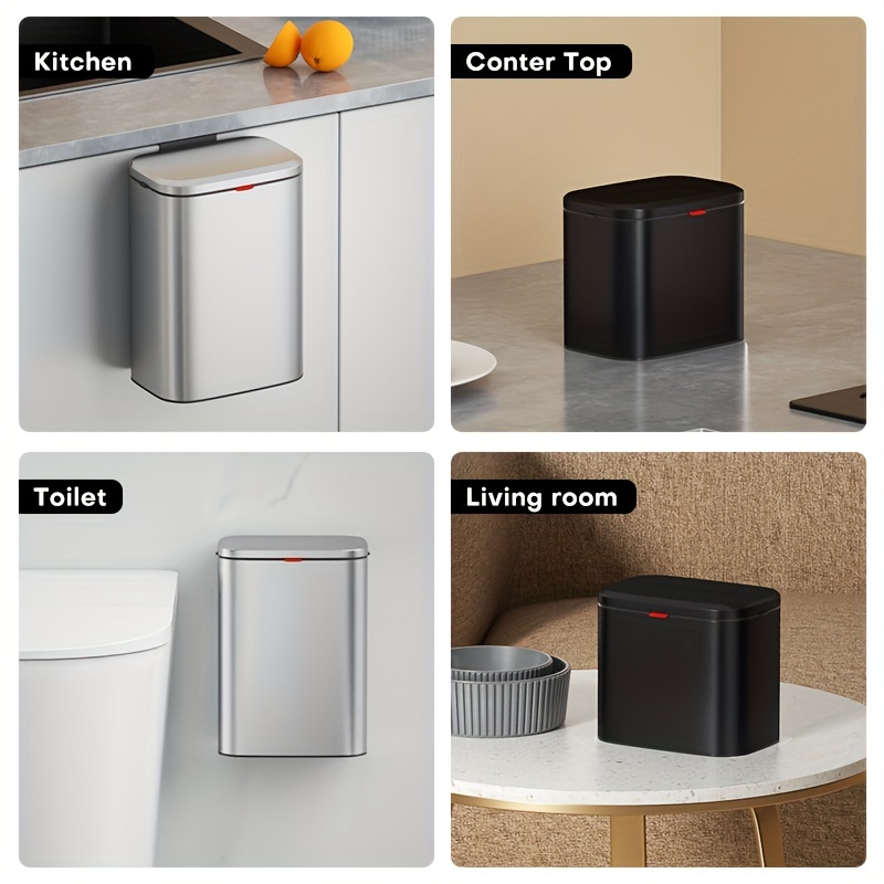 Kitchen Trash Can With Lid, Large Capacity Wide Opening Plastic  Wall-mounted Cabinet Sliding Rubbish Bin, Kitchen Supplies - Temu
