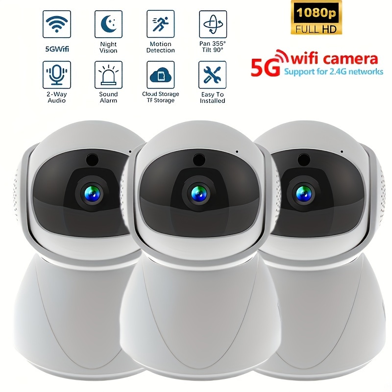 

5g Dual Band Wifi 1080p Hd Camera With Auto Tracking, Full Color Night Vision And Two-way Audio, Ensure Your Home Is Safe!