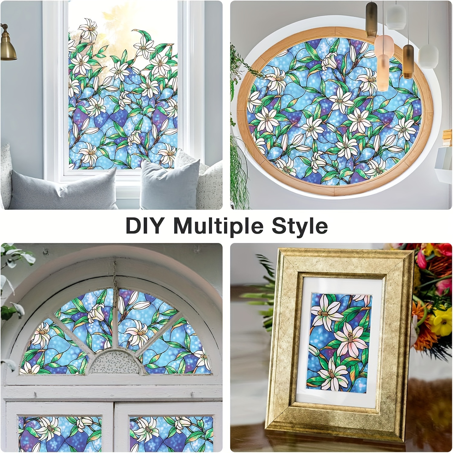 Church Style Stained Glass Window Privacy Film Glass Stickers Window  Treatments Window Coverings Glass Sticker Decorative Film for Siding Glass  Door