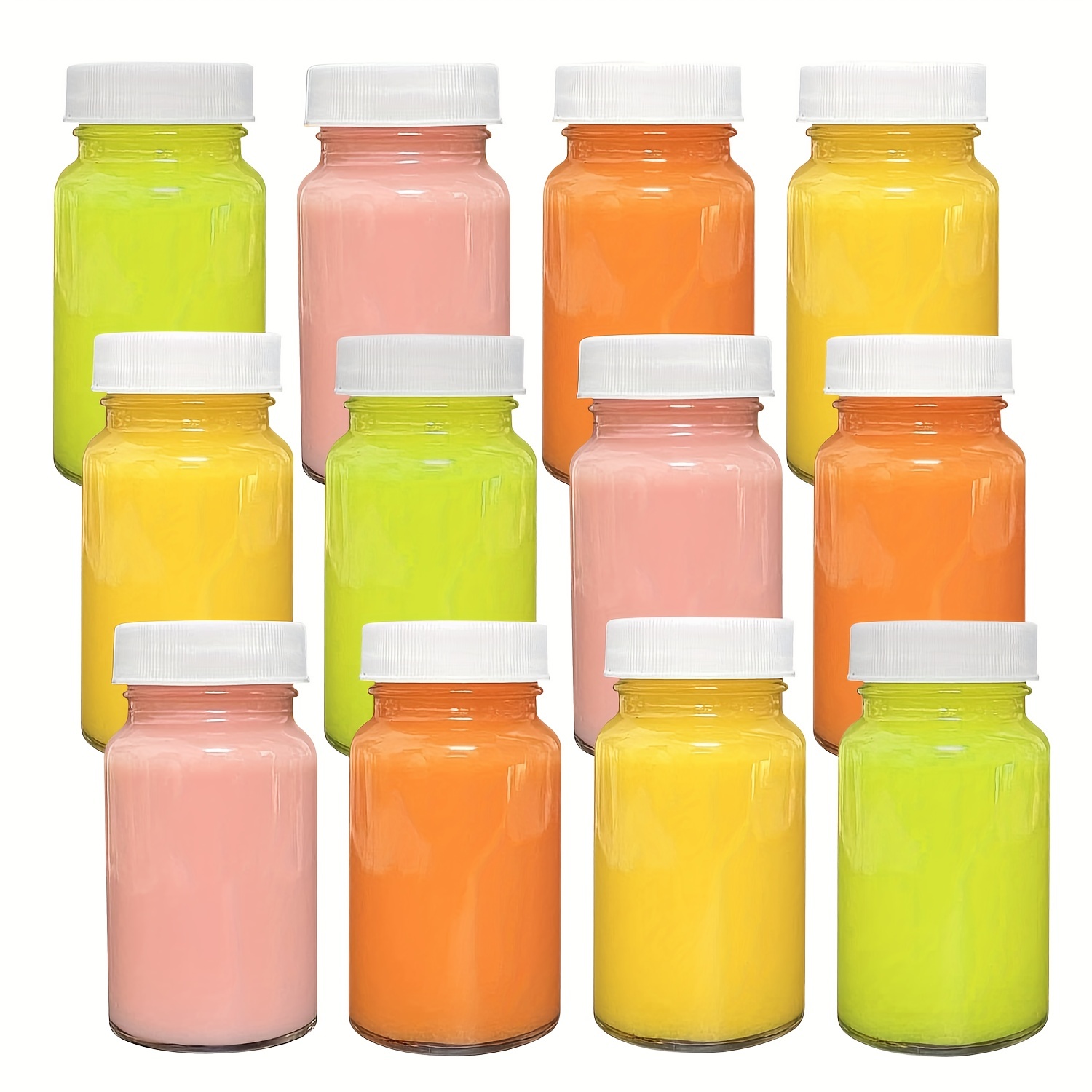 A2t05 Juice Jars With White Lids, Glass Bottles With Lids, Juice