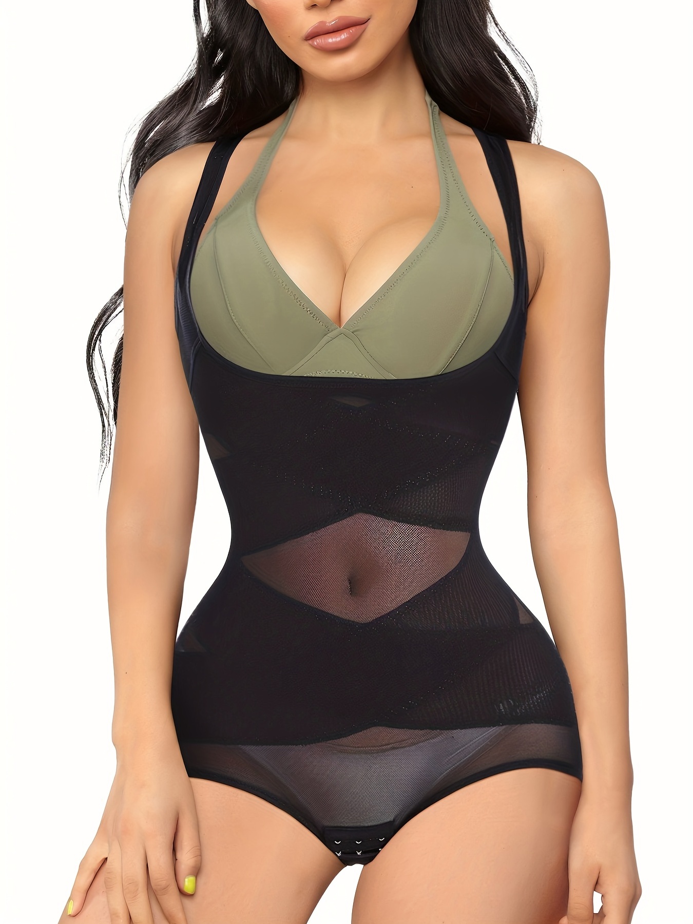 Hollow Out Backless Halter Shapewear Bodysuit