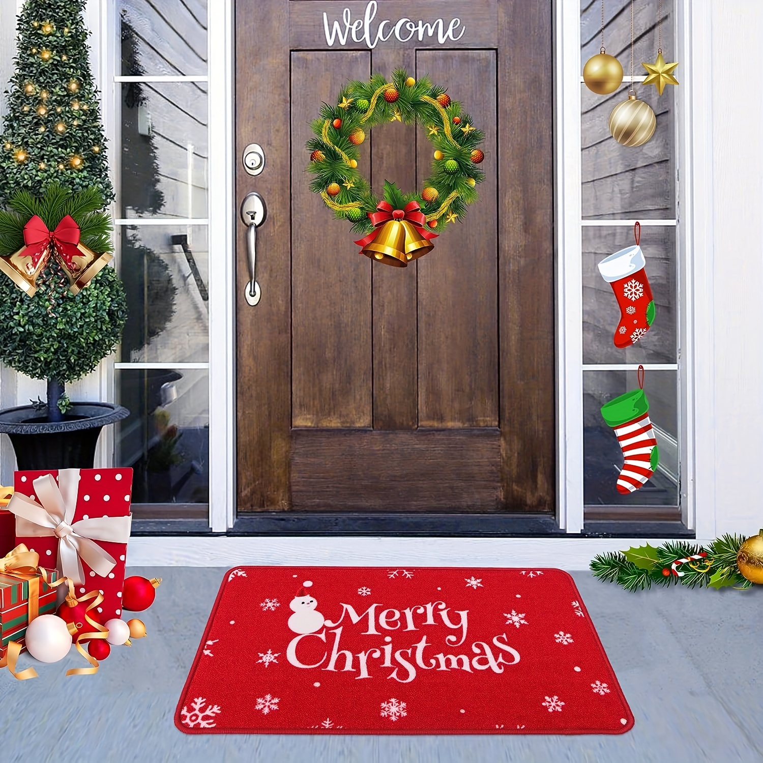 Non Slip Merry Christmas Decorative Mats Rugs Welcome - Temu