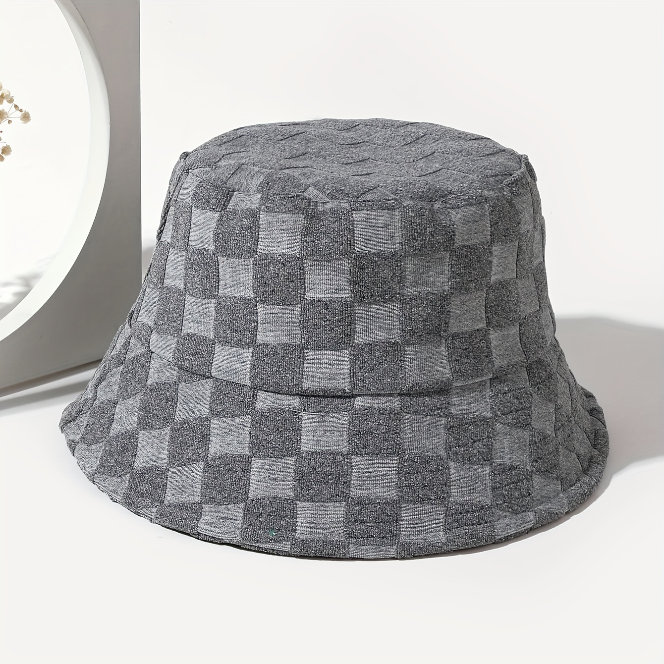 Plaid Embossed Bucket Hat Solid Color Trendy Casual Basin Hat Unisex Couple  Fisherman For Women Men - Jewelry & Accessories - Temu Ireland