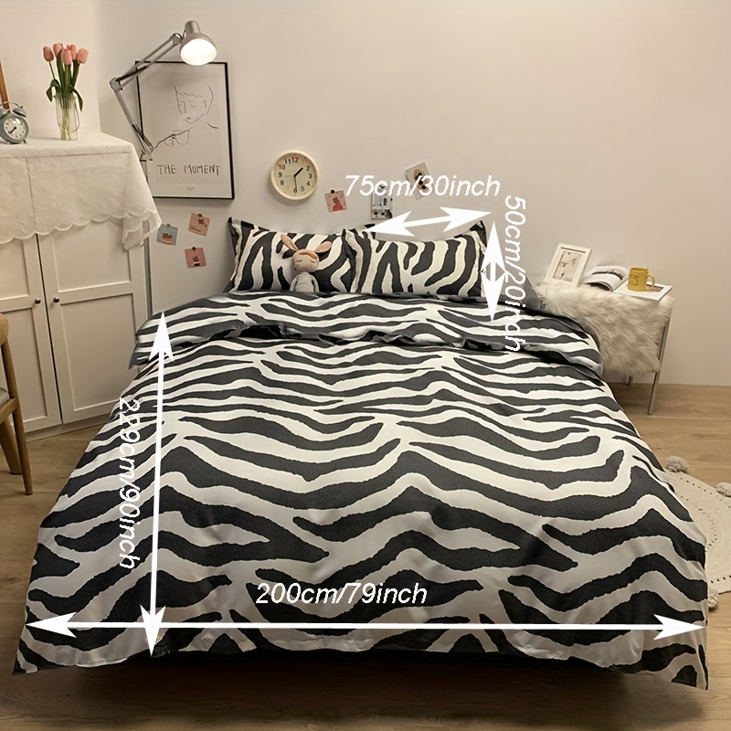 3pcs Fashion Duvet Cover Set Zebra Print Bedding Set Soft - Temu United ...