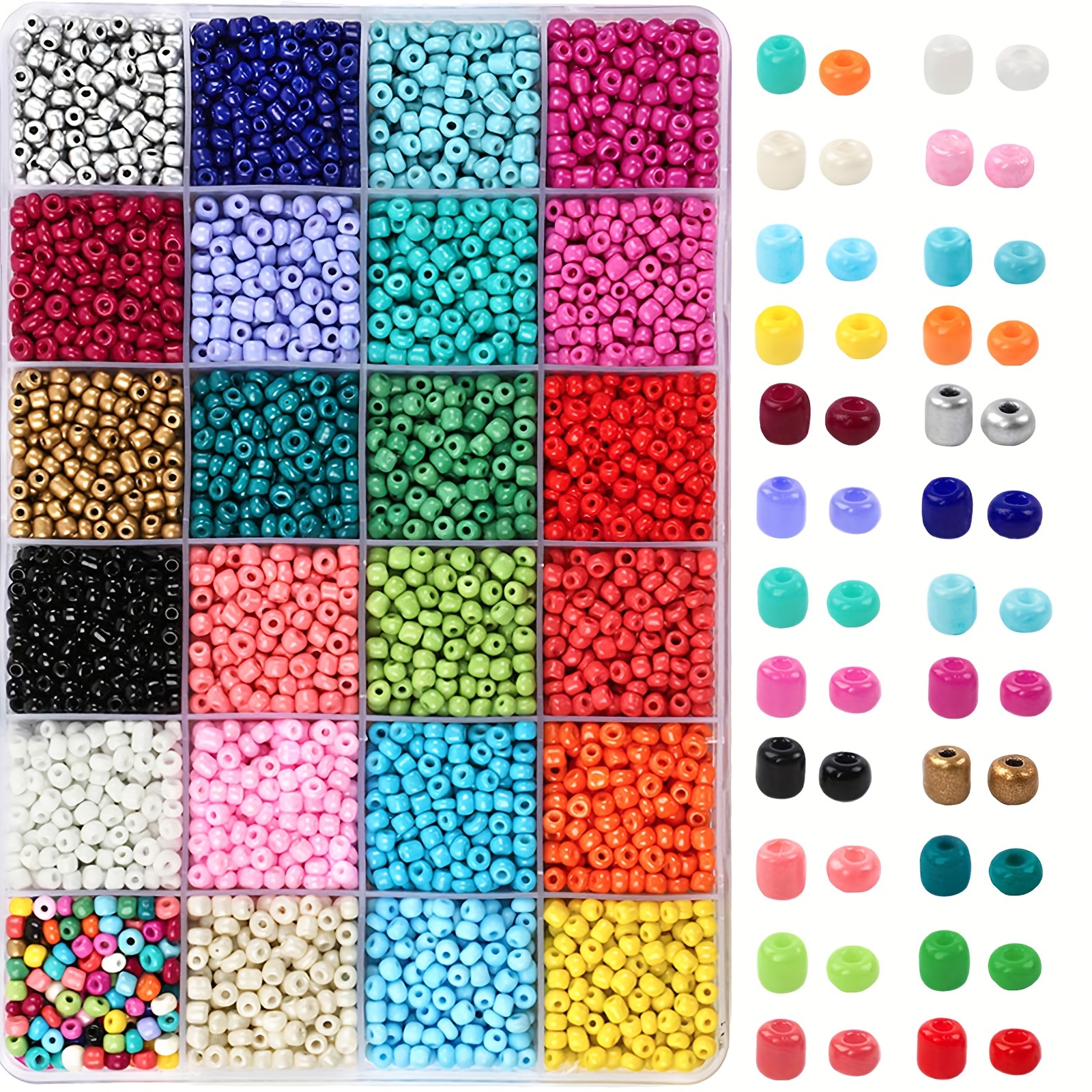 7200 Pcs Glass Seed Beads for Bracelets Making Kit with Alphabet