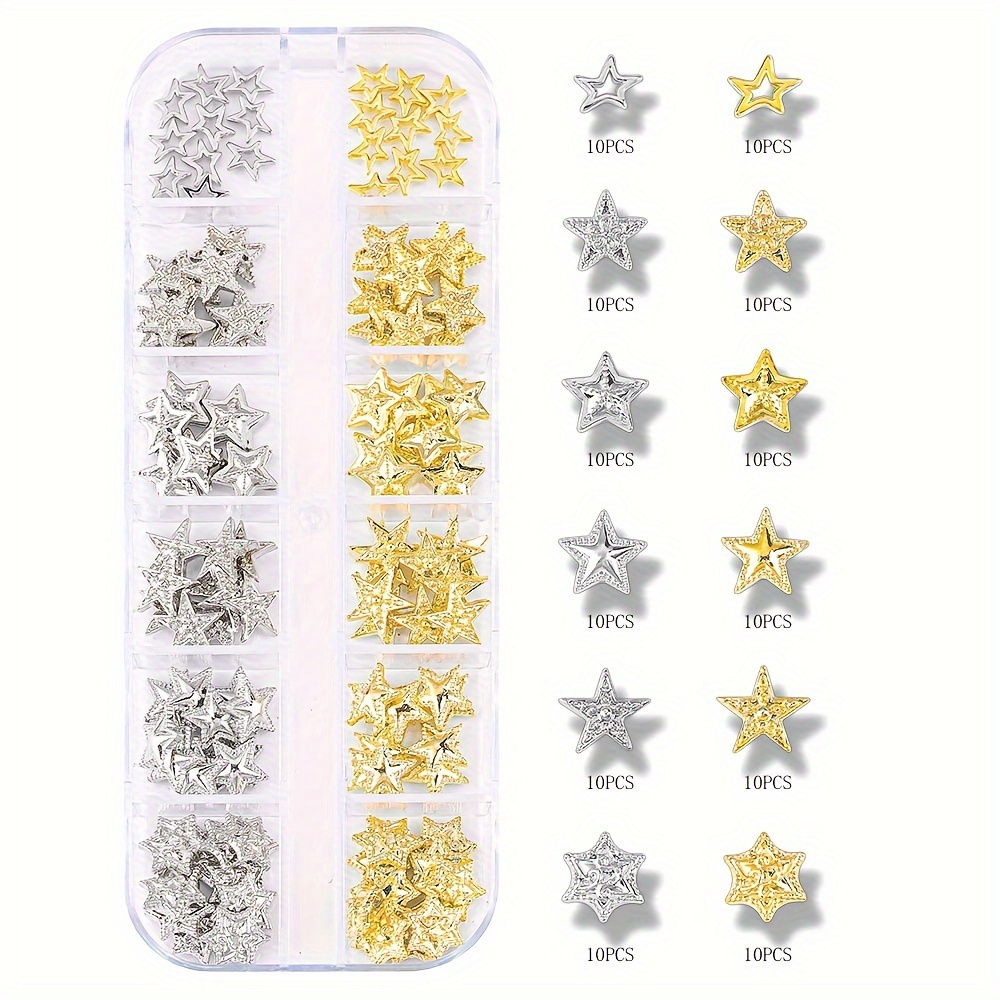 

60/120pcs, Pentagram Nail Art Charms, 3d Alloy Starfish Nail Art Accessories, Nail Art Jewelry For Girls Nail Art Crafts Decoration Supplies