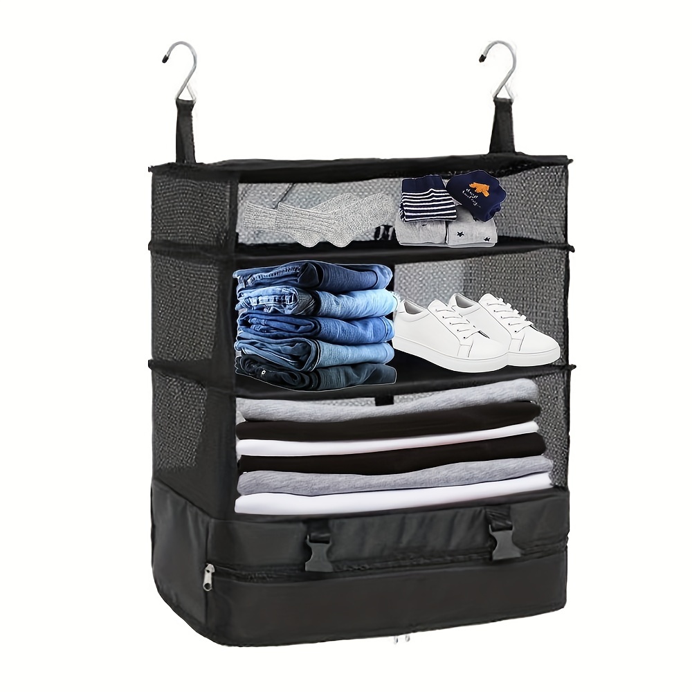 Travel Luggage Organizer Wardrobe Holder Foldable Ziploc Bags Portable  Travel Shelves Bag Hanging Organizers Mesh Storage System