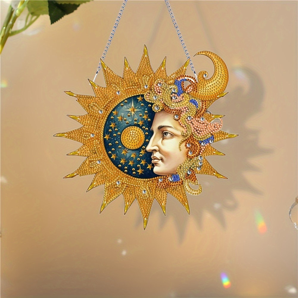 Diamond Painting Art Double Sided Ornaments Moon And Sun - Temu