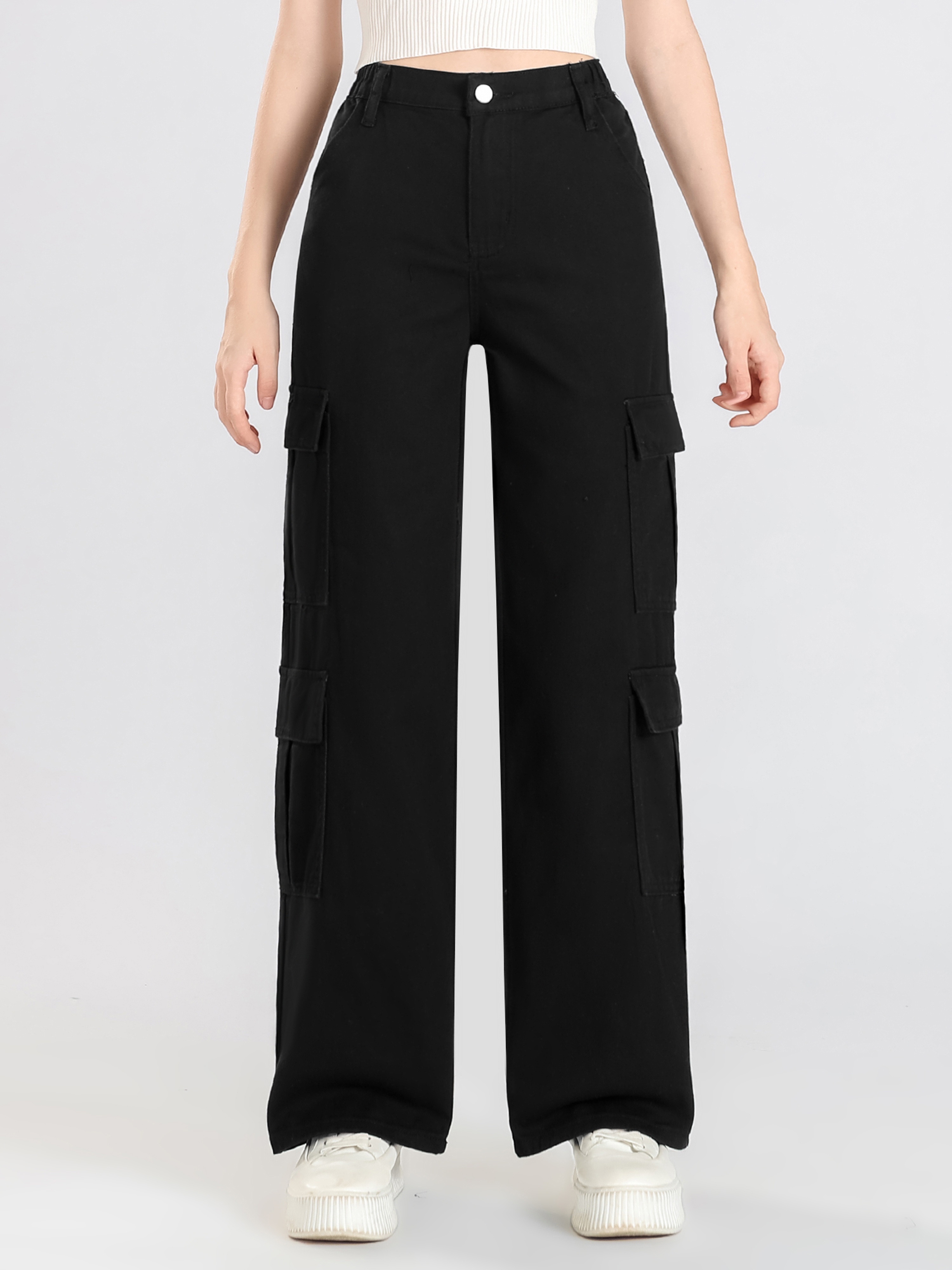 A-IN GIRLS Black Casual Pants With Elastic Waist 2024, Buy A-IN GIRLS  Online