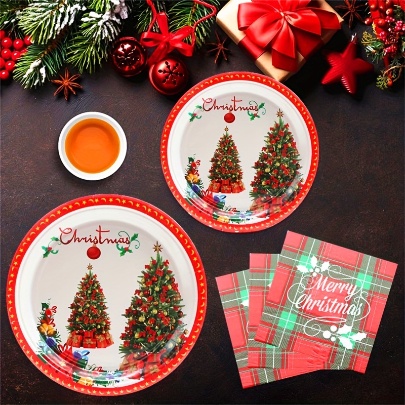 Christmas Tableware Kit Disposable Cups Plates Paper Decorations Unique  Party Favor - AliExpress