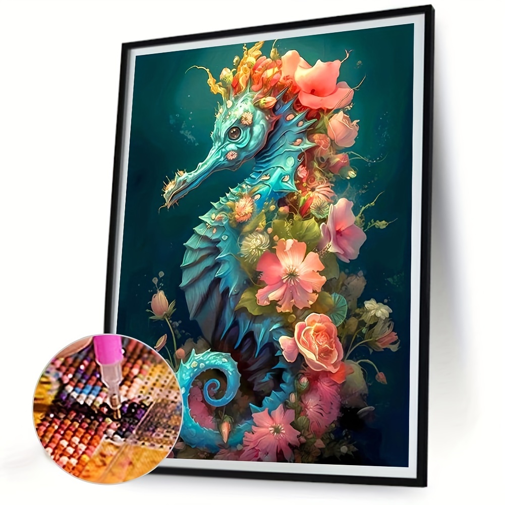 1pc 30*40cm/ 11.8*15.75in Without Frame DIY 5D Diamond Painting Set Sea  Horse Flower Diamond Painting Full Diamond Art Embroidery Cross Stitch  Picture